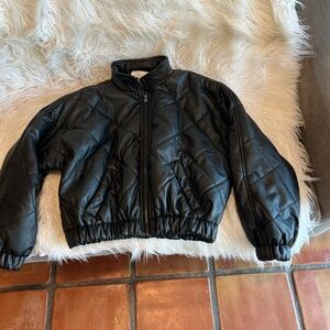 Vintage Havana Black Quilted Bomber Jacket